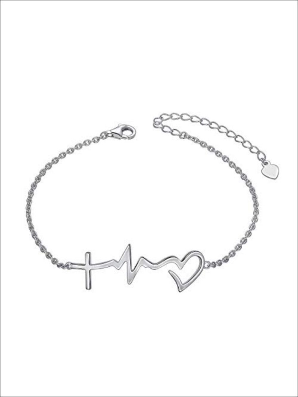 Sterling Silver Faith Hope Love Cross Bracelet 7"